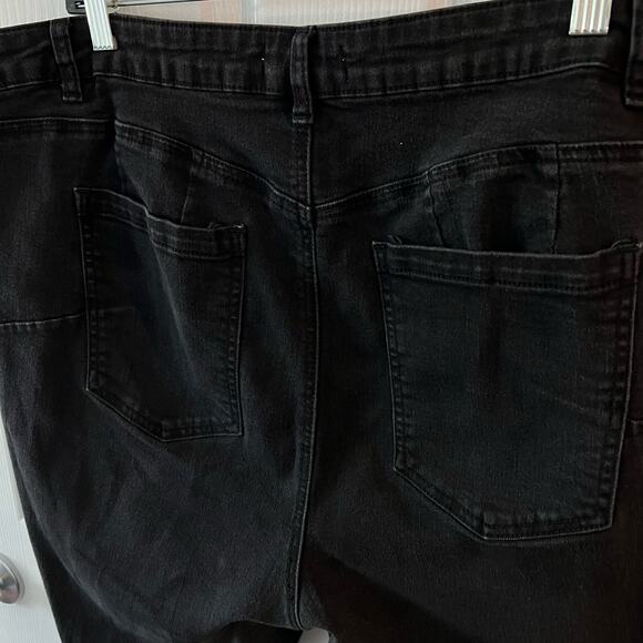 Eloquii Denim Button Fly High Rise Skinny Jeans Distressed Black Womens Size 22 - Picture 3 of 10